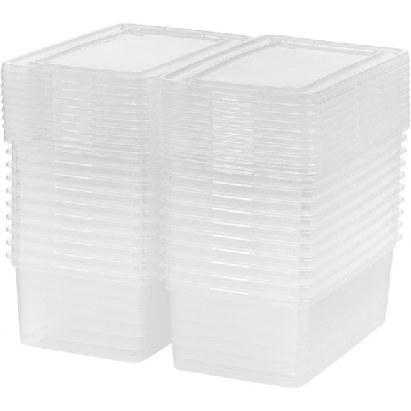 20 Clear Quart Plastic Storage Bin Tote Organizing Container with Latching Lid - Picture 5 of 8